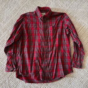 L.L. Bean Red and Green Plaid Button Down Shirt